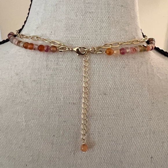 Agate Stone Gold Filled Double Strand Necklace - Picture 5 of 6